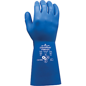 Chemical Resistant Blue Nitrile Gloves, 11 mil