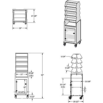 Tall Slanted Suture Medical Cart with Lockable Door