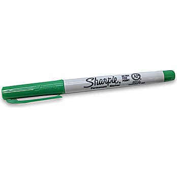 Sharpie- cleanroom non-toxic, Green ink- high density polyethylene construction, barrel & cap.  waterproof & smear & fade-resistant, for archival quality.