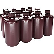 Amber HDPE Narrow Mouth Bottles with Polypropylene Caps, Sterile