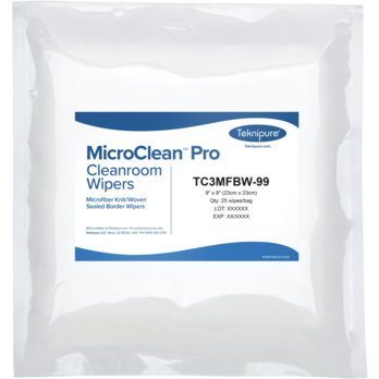Teknipure MicroClean™ Pro Dry Microfiber Cleanroom Wipers with Sealed Border, 9"x9"