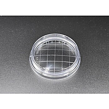 65 x 15mm, Contact Plate, Sterile, Convex Bottom, Center Gated, Outside Grid, 700/case
