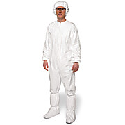 Clean and sterile, white, bound coveralls