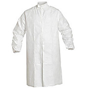 Tyvek® IsoClean® Frocks with Serged Seams and High Mandarin Collar with Adjustable Snaps