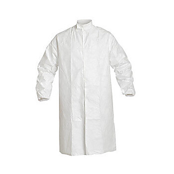Tyvek® IsoClean® Frocks with Serged Seams and High Mandarin Collar with Adjustable Snaps