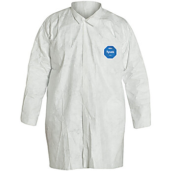 Tyvek Frock. Collar. Front Snaps, White