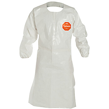 Tychem® 4000 Sleeved Aprons, 44" Long (Snaps at Neck)