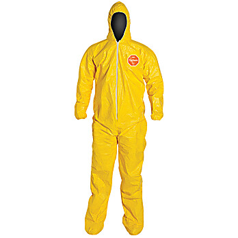 Tychem® 2000 Coveralls with Standard Fit Hood, Elastic Wrists, Attached Socks (Serged Seams)