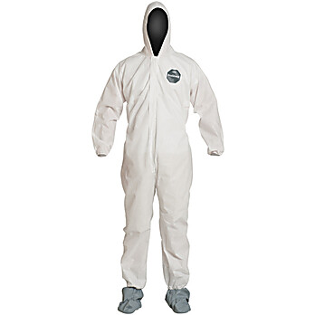 ProShield® 10 Coveralls with Hood, Elastic Wrists & Attached Boots - White