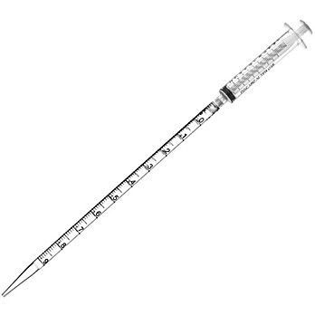 Serological Pipette w/Syringe, 10 - 0.1ML Graduation Increments, PolyStyrene Single Channel Sterile, Indiviual Wrapped,14 Inch length