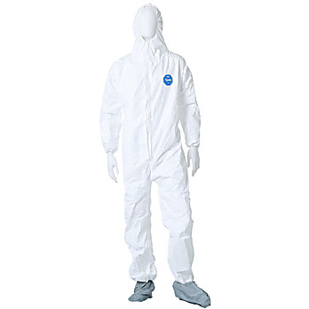 Coverall, Tyvek, Boots & Hood Attached, 2XL, Individually Packed, 25 per case.