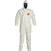 Tychem® 4000 Coveralls with Standard Fit Hood, Elastic Wrists & Attached Socks (Bound Seams)