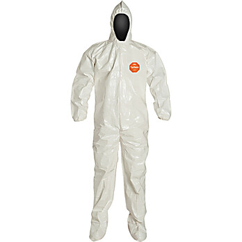Tychem® 4000 Coveralls with Standard Fit Hood, Elastic Wrists & Attached Socks (Bound Seams)