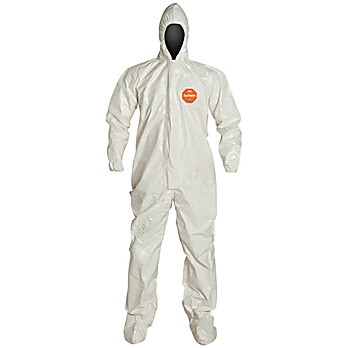 Tychem® 4000 Coveralls with Standard Fit Hood, Elastic Wrists & Attached Socks (Taped Seams)