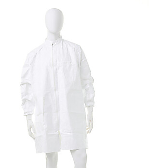 Tyvek® IsoClean® Lab Coat, White with Mandarin Collar and Knit Cuffs