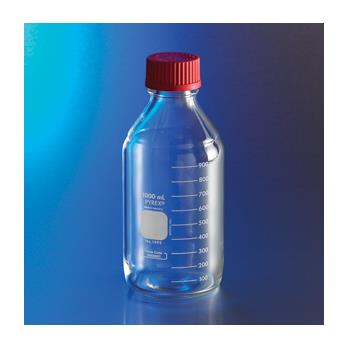 PYREX® Round Media Storage Bottles with GL45 PBT Plug Seal High Temperature Cap