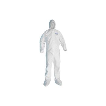 KleenGuard™ A20 Breathable Particle Protection Hooded Coveralls (49125), REFLEX Design, Zip Front, Hood, Boots, White, 2XL, 24 / Case