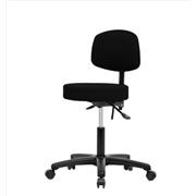 Fabric Desk Height Stools with Backs and Black Nylon Bases