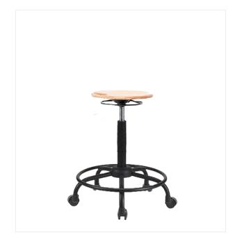 Wood High Bench Height Stools with Round Tube Bases