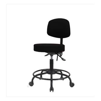 Fabric Desk Height Stools with Backs and Round Tube Bases