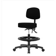 Fabric Medium Bench Height Stools with Backs and Black Nylon Bases