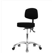 Fabric Desk Height Stools with Backs and Chrome Bases