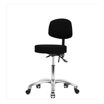 Fabric Desk Height Stools with Backs and Chrome Bases