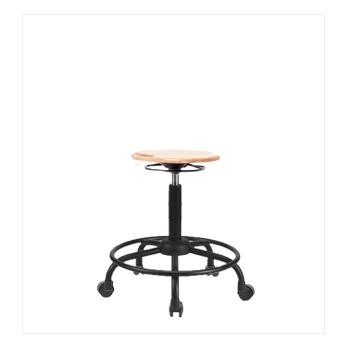 Wood Desk Height Stools with Round Tube Bases