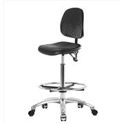 Polyurethane High Bench Height Chairs, Medium Back, with Chrome Bases
