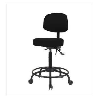 Vinyl Medium Bench Height Stools with Backs and Round Tube Bases