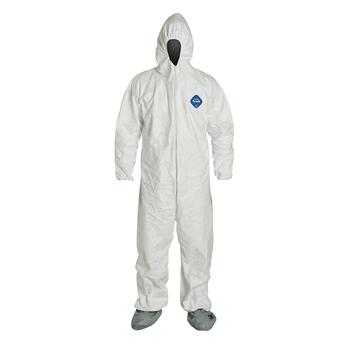 Tyvek® 400 Coveralls with Respirator Fit Hood, Elastic Wrists & Attached Skid-Resistant Boots