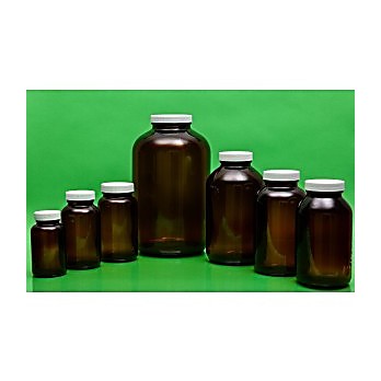 Amber Wide Mouth Packer Bottles, Certified