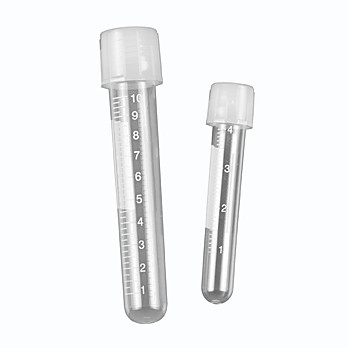 Culture Tube, 5mL, 12 x 75mm, PP,  w/ attached 2-position screw-cap, printed graduations