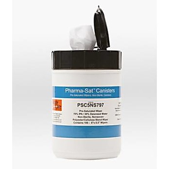 PHARMA-SAT CANISTER™ 70% IPA, Polyester/Cellulose Wiper, 100 wipes per Canister, 12 Canisters/Case (1,200) 6” x  8.5”