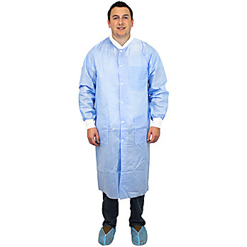 Blue 50 Gram SMS Polypropylene Lab Coats