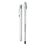Liquid In Glass Thermometer: 200 mm Lg. x 50 mm Immersion, NIST, 0° to  300°F, Glass