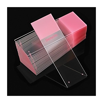 Microscope Slides, Diamond White Glass, 25 x 75mm, Charged, 90° Ground Edges, Pink Frosted, 72/Box, 20 Boxes/Case (10 Gross)