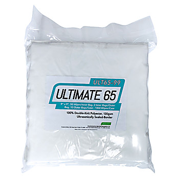 ULTIMATE 65™ Double-Knit Polyester, Ultrasonically Sealed-Border Cleanroom Wipers