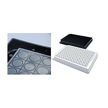 Krystal 96 Well Microplate, Black, tissue culture treated with lid, individually packed, Bottom Flat, 350µl Well Capacity, Qty: 100