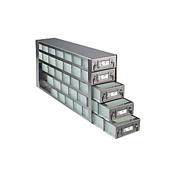 Upright Freezer Drawer Rack for 96 Deep Well Plates, 5 Drawers (7 Compartments per Drawer) Capacity 35 plates, 25 x 10 1/8 x 5 7/16" ( L x H x W)
