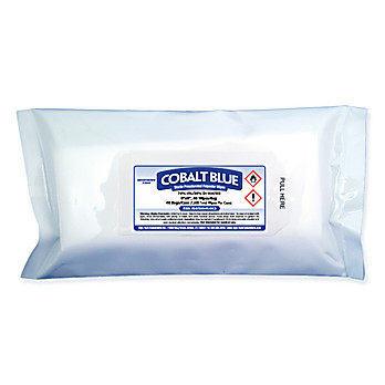 Cobalt Blue Sterile Pre-Saturated Nonwoven Polyester Wipes, ISO Class 5