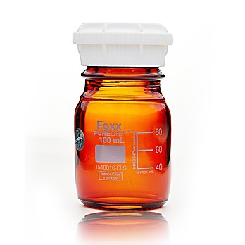 PUREGRIP™ Reusable Amber Light-Blocking Round Glass Media Storage Bottles