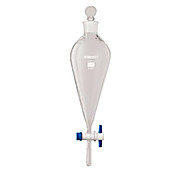 Borosil® Squibb Pear-Shaped Glass Separatory Funnels