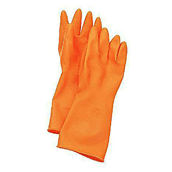 Acid Cleanroom Gloves, Latex, Orange, Embossed Palm, 20 mil Thick, 14" Length
