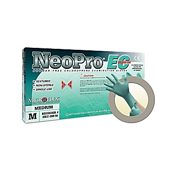NeoPro® EC Chloroprene Powder Free Examination Gloves, Green, Extended Cuff