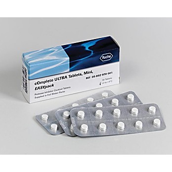 ROCHE cOmplete™ ULTRA Tablets, Mini, EASYpack Protease Inhibitor Cocktail, Tablets supplied in foil blister packs.