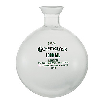 Flasks, Receiving, Round Bottom, Single Neck, Spherical Joints, Plastic Coated