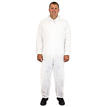 White Polypropylene Coveralls with Elastic Wrists & Ankles