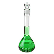 Flasks, Volumetric, Class A, Wide Mouths, Heavy Duty, Heavy Wall, Large Numbers, Flat Bottoms, Glass Stoppers