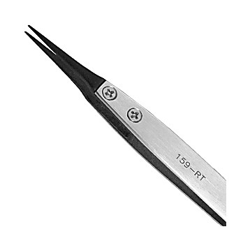 ESD-Safe Softip™ Stainless Steel Tweezer with Replaceable Extra Fine Carbofib Tips, 5"